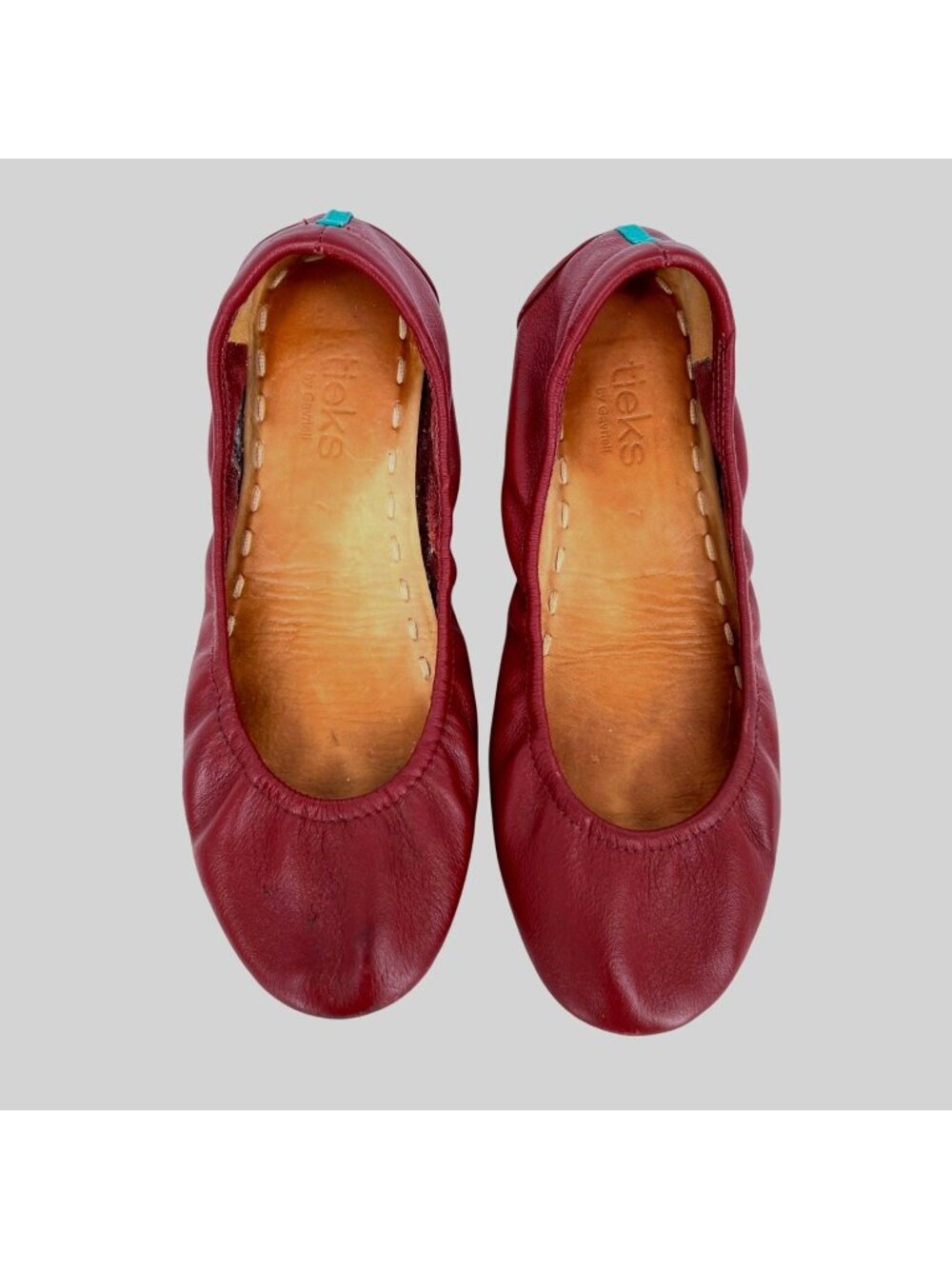 Tieks Burgundy Plum Leather Ballet Flats Foldable Size 7 Preppy Quiet Luxury